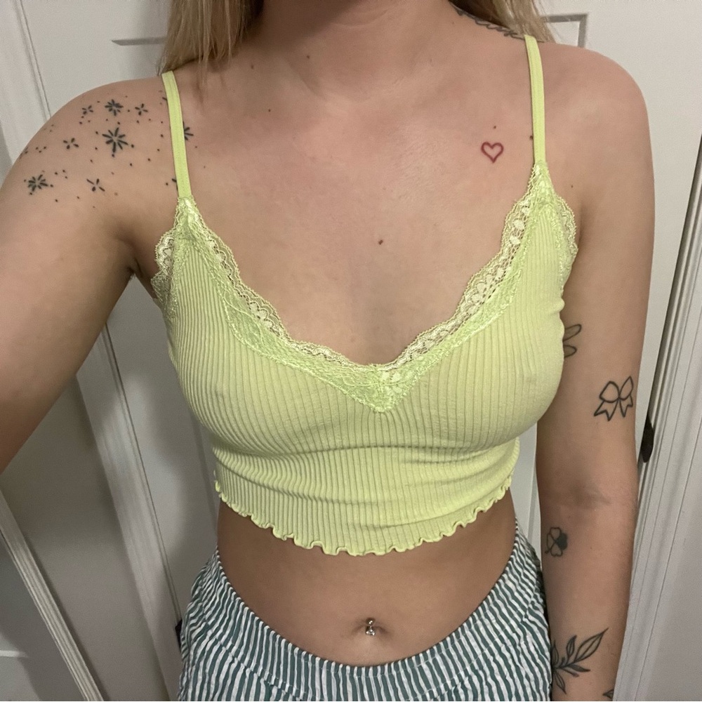 NWOT Forever21 Neon Ripped Lace Tank